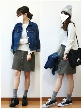 「GRL（グレイル）のアイテム（デニムジャケット）」を使った、TOMOさん（レディース・153cm）の秋コーディネート