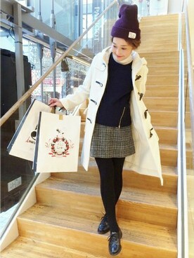 「SLOBE IENA（スローブイエナ）のアイテム（ダッフルコート）」を使った、IENA SLOBE広島　mochiさん（レディース・156cm）の冬コーディネート