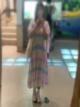 「VINTAGE（ヴィンテージ）のアイテム（ワンピース、ピンク系）」を使った、kkさん（レディース・157cm）の夏コーディネート