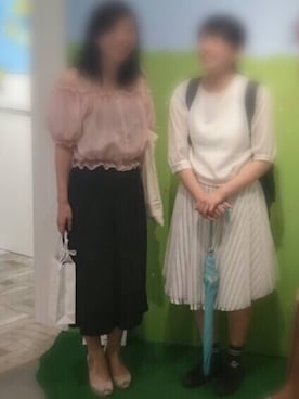 「HONEY MI HONEY（ハニーミーハニー）のアイテム（シャツ/ブラウス、ピンク系）」を使った、kkさん（レディース・157cm）の夏コーディネート