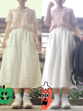 「WEGO（ウィゴー）のWEGO/ボーリングシャツ（シャツ/ブラウス、ピンク系）」を使った、kkさん（レディース・157cm）の秋コーディネート