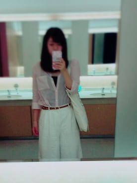 「H&M（エイチ・アンド・エム）のアイテム（シャツ/ブラウス、ピンク系）」を使った、kkさん（レディース・157cm）の夏コーディネート