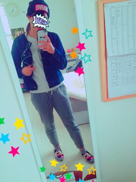 「Honeys（ハニーズ）のアイテム（ニットキャップ/ビーニー）」を使った、⭐️hikaru⭐️さん（レディース・160cm）の春コーディネート
