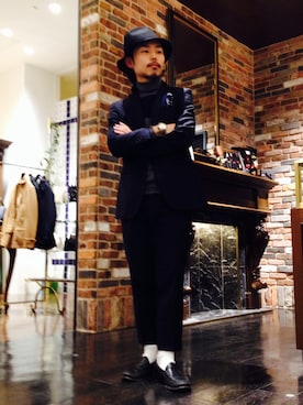 「白ソックス」｜「アイテム（セットアップ）」を使った、牟田 英功さん（メンズ・160cm）の冬コーディネート