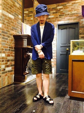 「ストライプジャケット」｜牟田 英功さん（メンズ・160cm）の夏コーディネート