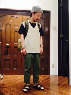 「フランス軍」｜「アイテム（アナログ腕時計）」を使った、牟田 英功さん（メンズ・160cm）の夏コーディネート