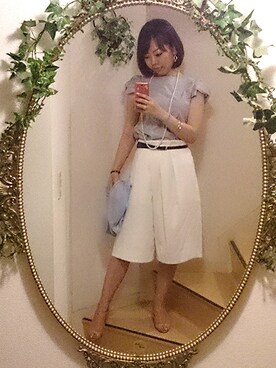 「Rubyrivet（ルビーリベット）のアイテム（パンツ）」を使った、maicoronさん（レディース・159cm）の夏コーディネート