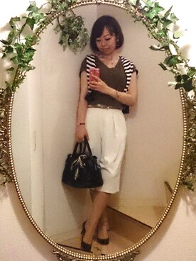 「Rubyrivet（ルビーリベット）のアイテム（パンツ）」を使った、maicoronさん（レディース・159cm）の夏コーディネート