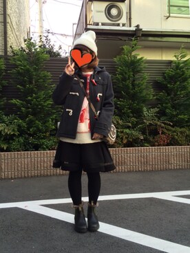 「BEAMS BOY（ビームスボーイ）のアイテム（ダッフルコート）」を使った、ともちゃんさん（レディース・152cm）の冬コーディネート