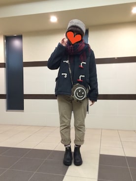 「BEAMS BOY（ビームスボーイ）のアイテム（ダッフルコート）」を使った、ともちゃんさん（レディース・152cm）の冬コーディネート