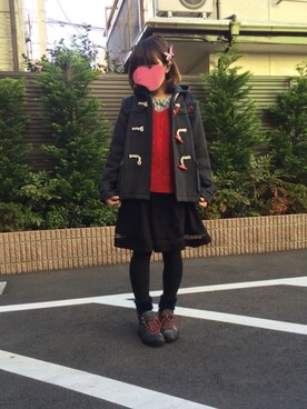 「BEAMS BOY（ビームスボーイ）のアイテム（ダッフルコート）」を使った、ともちゃんさん（レディース・152cm）の冬コーディネート