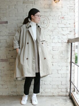 「JOURNAL STANDARD LUXE（ジャーナルスタンダード　ラックス）のアイテム（トレンチコート）」を使った、JOURNAL STANDARD LUXE 渋谷店さん（レディース・158cm）の冬コーディネート