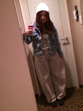 「NICE CLAUP（ナイスクラップ）のアイテム（帽子）」を使った、YUMAさん（レディース・159cm）の冬コーディネート