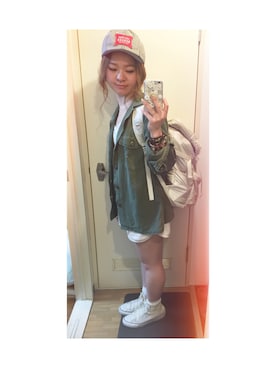 「used mix」｜「アイテム（ミリタリージャケット）」を使った、.*Natsu*.さん（レディース・152cm）の春コーディネート