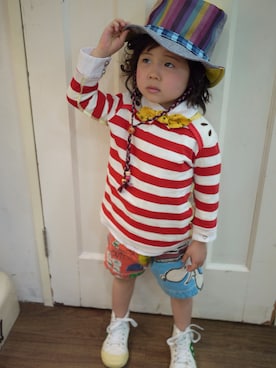 「アイテム（蝶ネクタイ）」を使った、TOMMYさん（キッズ・110cm）の春コーディネート