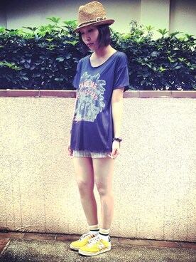 「Heather（ヘザー）のアイテム（Tシャツ/カットソー、ブラック系）」を使った、Caさん（レディース・165cm）の秋コーディネート