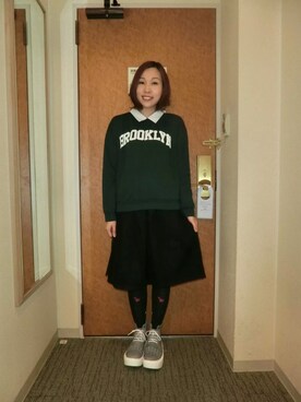 「tutuanna（チュチュアンナ）のアイテム（タイツ/ストッキング、ブラック系）」を使った、Caさん（レディース・165cm）の秋コーディネート