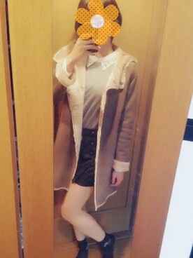 「アイテム（ムートンコート）」を使った、hanaさん（レディース・171cm・10代）の秋コーディネート