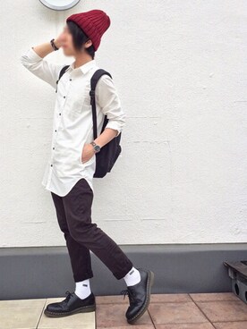 「Dr. Martens（ドクターマーチン）のDr.Martens (ドクターマーチン)/1461 3EYE GIBSON SHOES（その他シューズ）」を使った、うさん（メンズ・167cm）の秋コーディネート