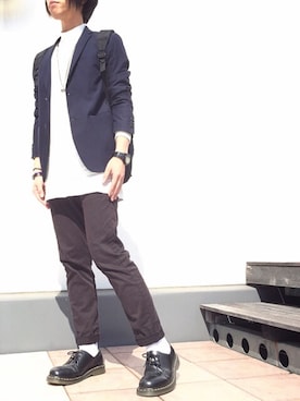 「Dr. Martens（ドクターマーチン）のDr.Martens (ドクターマーチン)/1461 3EYE GIBSON SHOES（その他シューズ）」を使った、うさん（メンズ・167cm）の秋コーディネート