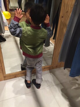 「UU（ユニクロ　アンダーカバー）のアイテム（ブルゾン）」を使った、ru_03さん（キッズ・110cm）の春コーディネート