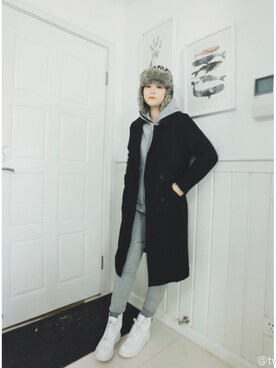 「A BATHING APE（アベイシングエイプ）のアイテム（その他アウター）」を使った、twiggy晓华さん（レディース・170cm）の冬コーディネート