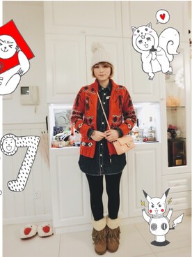 「AS KNOW AS plus（アズノゥアズプラス）のアイテム（その他アウター）」を使った、twiggy晓华さん（レディース・170cm）の冬コーディネート