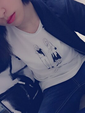 「Tシャツ×デニム」｜「アイテム（ブルゾン）」を使った、あいりさん（レディース・163cm）の秋コーディネート