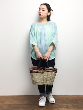 「チャイハネ（チャイハネ）のアイテム（かごバッグ）」を使った、Rachelさん（レディース・149cm）の春コーディネート