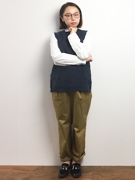 「NOMBRE IMPAIR（ノンブルアンペール）のアイテム（ベスト）」を使った、Rachelさん（レディース・149cm）の春コーディネート