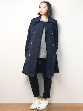 「Bou Jeloud（ブージュルード）のアイテム（トレンチコート）」を使った、Rachelさん（レディース・149cm）の春コーディネート