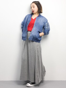 「cepo（セポ）のアイテム（MA-1）」を使った、Rachelさん（レディース・149cm）の春コーディネート
