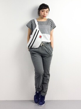 「Keith Haring（キース・ヘリング）のアイテム」を使った、Rachelさん（レディース・149cm）の春コーディネート