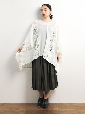 「URBAN RESEARCH（アーバンリサーチ）のアイテム（ポンチョ）」を使った、Rachelさん（レディース・149cm）の春コーディネート