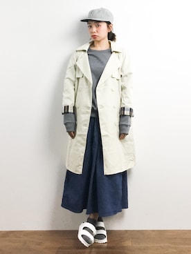 「RAY CASSIN（レイカズン）のアイテム（トレンチコート）」を使った、Rachelさん（レディース・149cm）の春コーディネート