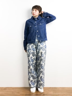 「ゆるカジ」｜「アイテム（デニムジャケット）」を使った、Rachelさん（レディース・149cm）の春コーディネート