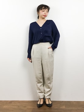 「とろみシャツ」｜「アイテム（その他シューズ）」を使った、Rachelさん（レディース・149cm）の春コーディネート