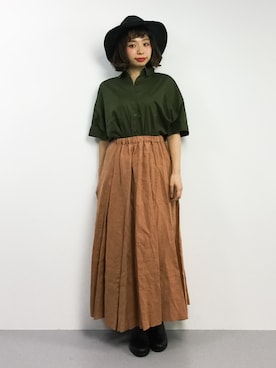 「オレンジスカート」｜Rachelさん（レディース・149cm）の春コーディネート