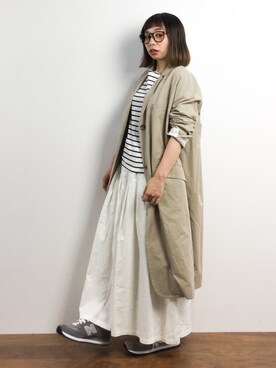 「JOURNAL STANDARD LUXE（ジャーナルスタンダード　ラックス）のアイテム（ステンカラーコート）」を使った、Rachelさん（レディース・149cm）の春コーディネート