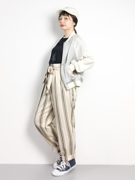 「ゆるカジ」｜「アイテム（ブルゾン）」を使った、Rachelさん（レディース・149cm）の春コーディネート