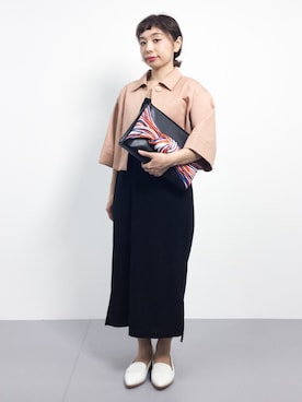 「黒ワンピ」｜「アイテム（ブルゾン）」を使った、Rachelさん（レディース・149cm）の春コーディネート