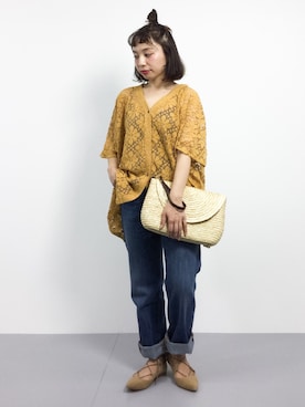 「チャイハネ（チャイハネ）のアイテム（カーディガン/ボレロ）」を使った、Rachelさん（レディース・149cm）の春コーディネート