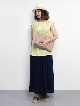 「PLAIN CLOTHING（プレーンクロージング）のアイテム（スカート）」を使った、Rachelさん（レディース・149cm）の春コーディネート