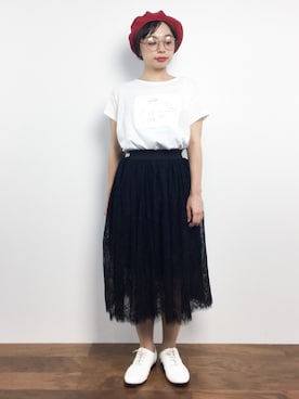 「PLAIN CLOTHING（プレーンクロージング）のアイテム（スカート）」を使った、Rachelさん（レディース・149cm）の夏コーディネート
