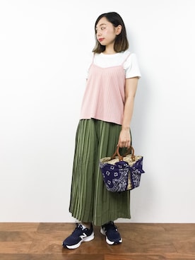 「UP START（アップスタート）のアイテム」を使った、Rachelさん（レディース・149cm）の夏コーディネート