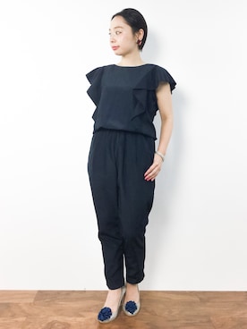 「きれいめスタイル」｜「アイテム（つなぎ/オールインワン）」を使った、Rachelさん（レディース・149cm）の夏コーディネート