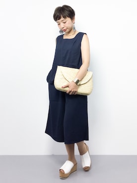 「AULI（アウリィ）のアイテム（つなぎ/オールインワン）」を使った、Rachelさん（レディース・149cm）の夏コーディネート