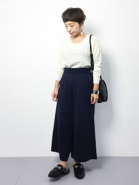 「ラウンドバッグ」｜「アイテム（アクセサリー）」を使った、Rachelさん（レディース・149cm）の秋コーディネート