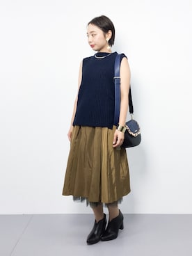 「& chouette（アンドシュエット）のアイテム（ショルダーバッグ）」を使った、Rachelさん（レディース・149cm）の秋コーディネート
