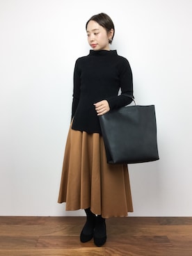 「キャメルスカート」｜「アイテム（パンプス）」を使った、Rachelさん（レディース・150cm）の秋コーディネート